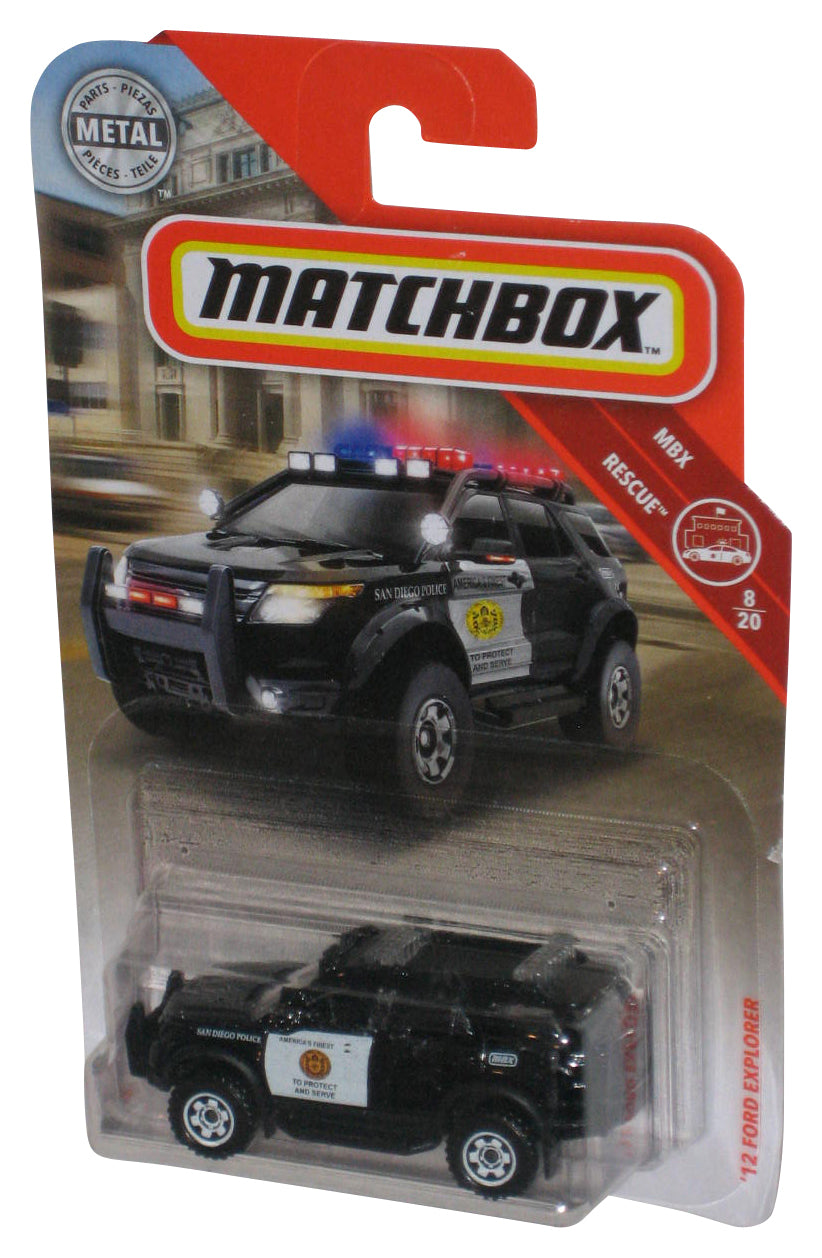 Matchbox MBX Rescue 8/20 (2018) Black '12 Ford Explorer Police Toy Car 58/100