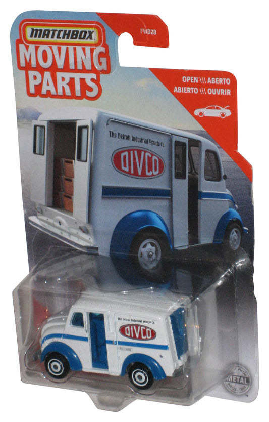 Matchbox Moving Parts (2019) White & Blue Divco Milk Truck Toy - (Plastic Loose From Card)