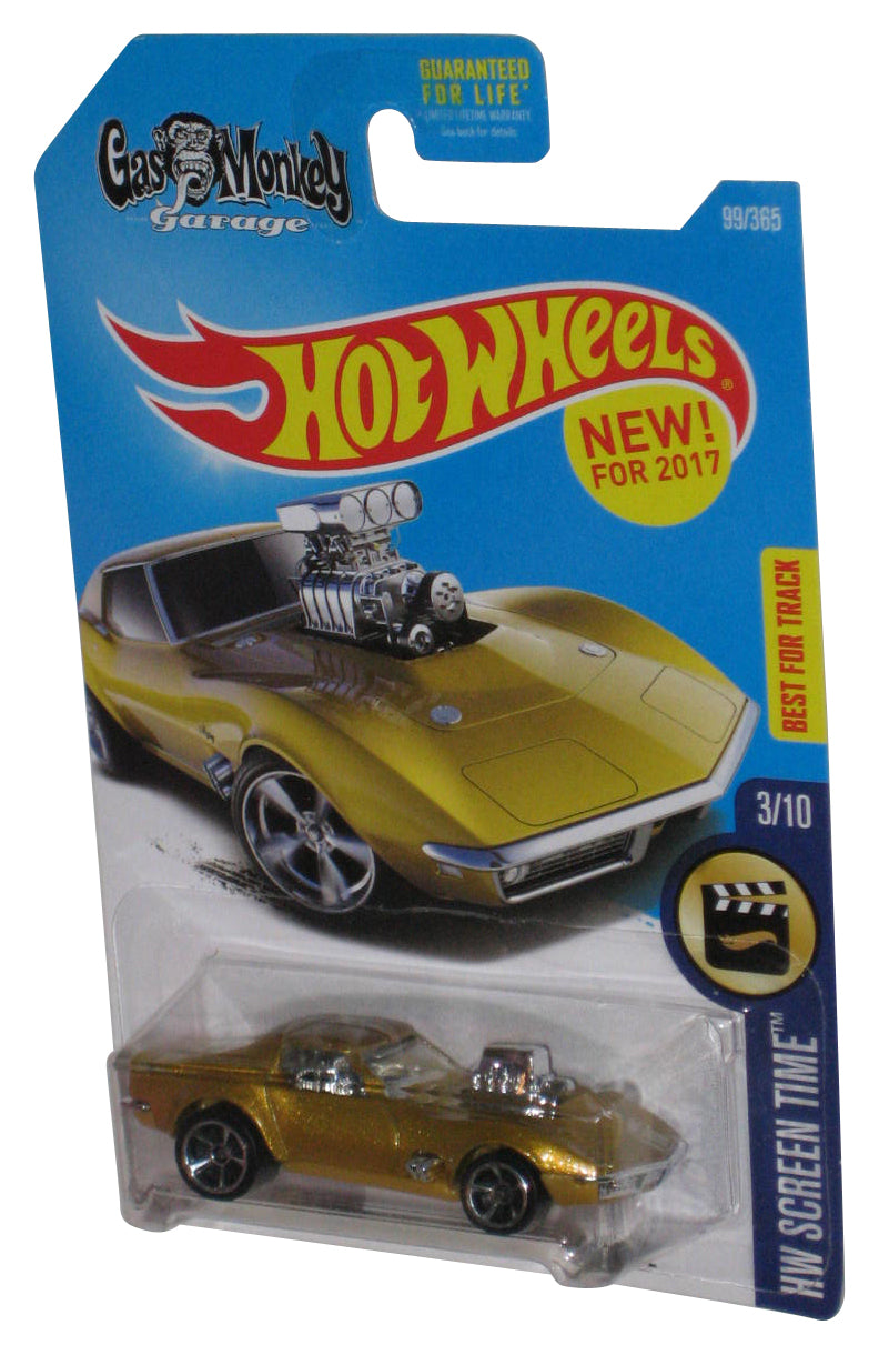 Hot Wheels HW Screen Time 3/10 (2017) Gold '68 Corvette Gas Monkey Garage Toy Car 99/365