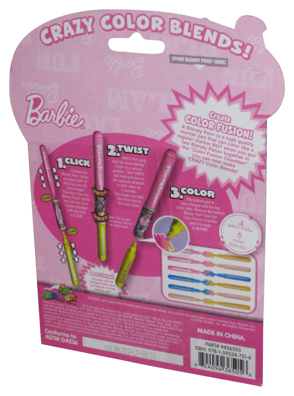 Barbie Blendy Pens (2010) Giddy Up Kids Children Poster Book