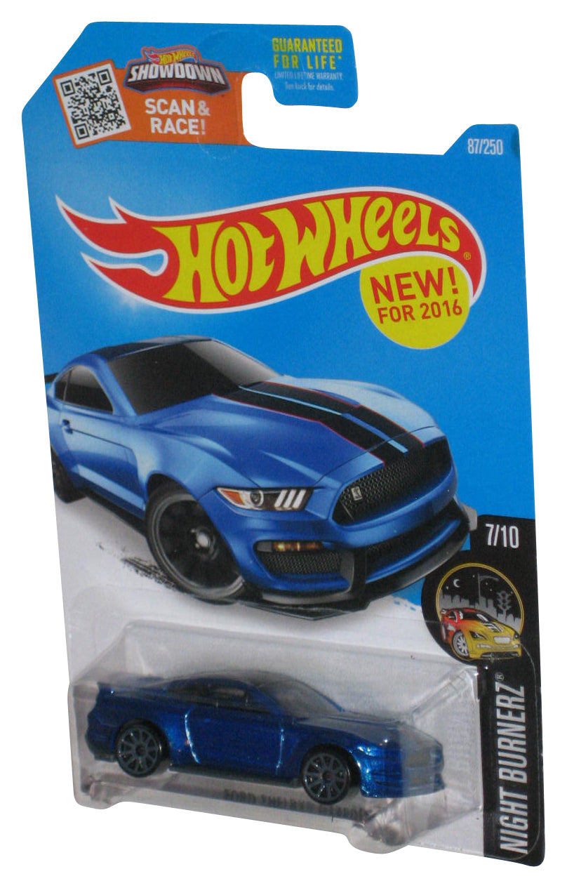 Hot Wheels Night Burnerz 7/10 (2016) Blue Ford Shelby GT350R Toy Car 87/250