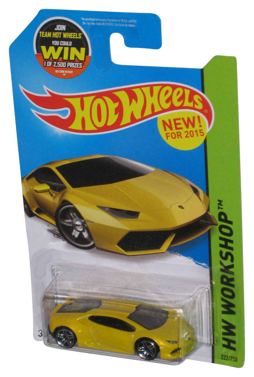 Hot Wheels HW Workshop (2015) Yellow Lamborghini Huracan LP 610-4 Toy Car 222/250