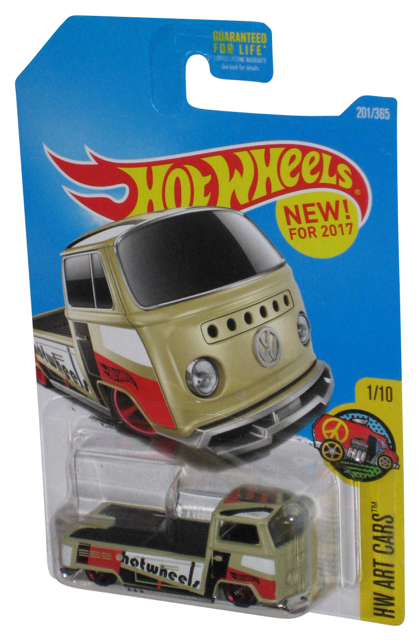Hot Wheels HW Art (2017) White Volkswagen T2 Pickup Tan Toy Truck 201/365
