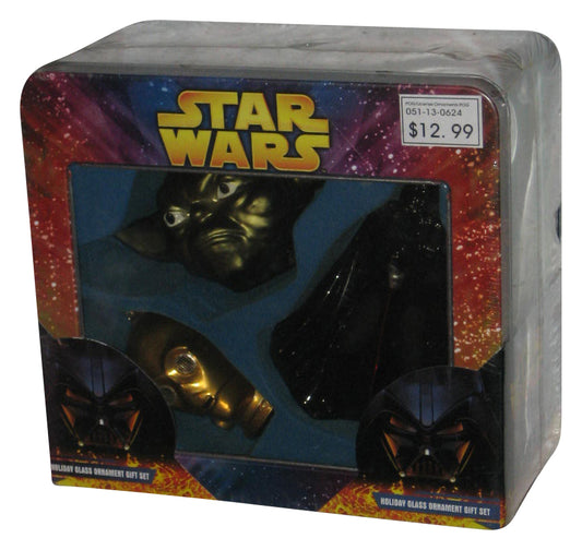 Star Wars Holiday Glass Ornament (2005) Kurt Adler Tin Gift Set - (Yoda / C-3PO / Darth Vader)