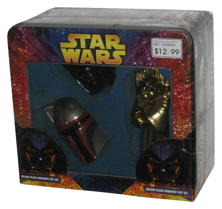 Star Wars Holiday Glass Ornament (2005) Kurt Adler Tin Gift Set - (Boba Fett / Yoda / Darth Vader)