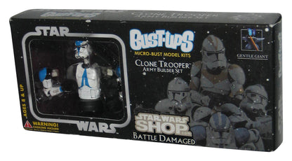 Star Wars Bust-Ups Blue Clone Trooper Army Builder (2005) Gentle Giant Micro Bust Model Kit Set - (Battle Damaged)