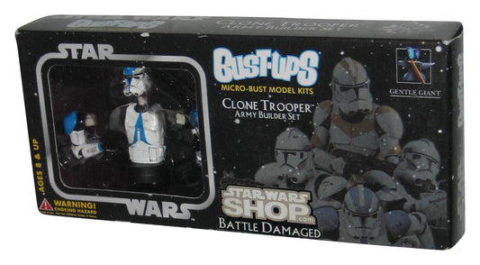 Star Wars Bust-Ups Blue Clone Trooper Army Builder (2005) Gentle Giant Micro Bust Model Kit Set - (Battle Damaged)