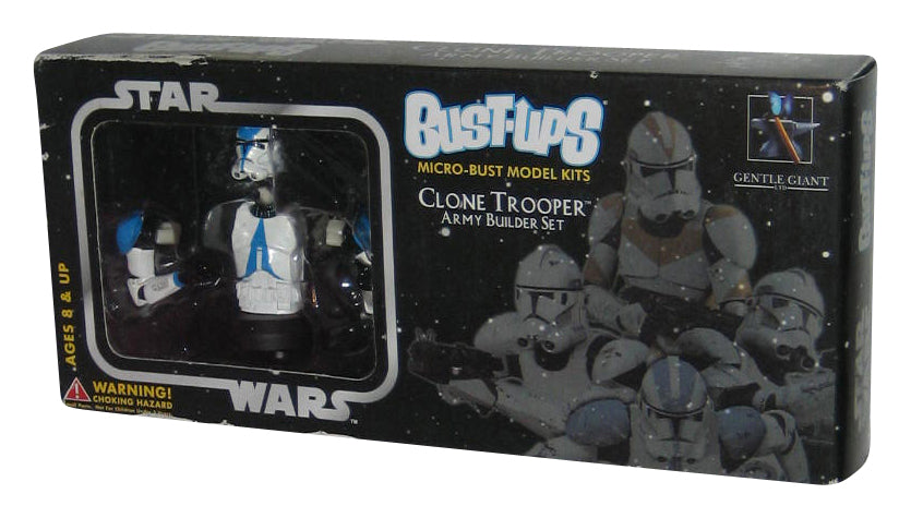 Star Wars Bust-Ups Blue Clone Trooper Army Builder (2005) Gentle Giant Micro Bust Model Kit Set - (Minor Wear)