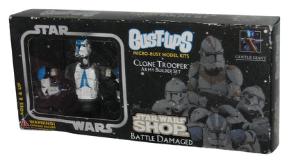 Star Wars Bust-Ups Blue Clone Trooper Army Builder (2005) Gentle Giant Micro Bust Set Model Kit - (Battle Damaged)