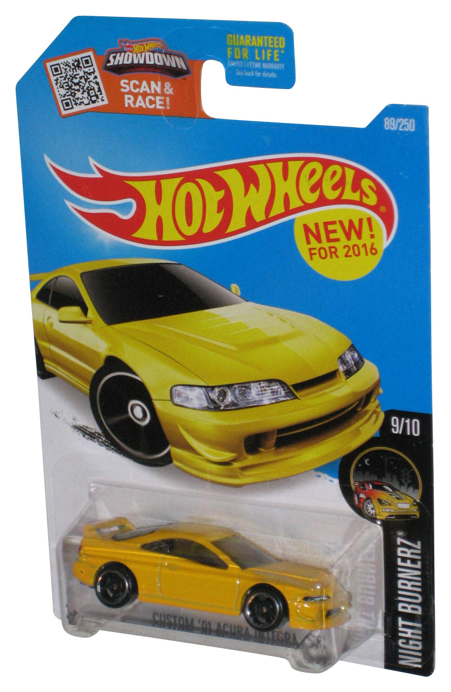Hot Wheels Night Burnerz 9/10 (2016) Yellow Custom '01 Acura Integra GSR Toy Car 89/250