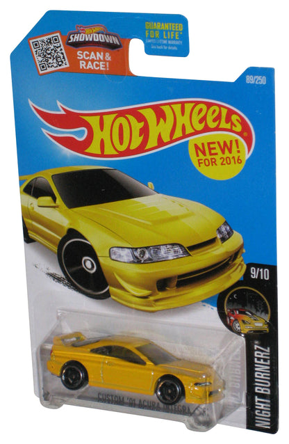 Hot Wheels Night Burnerz 9/10 (2016) Yellow Custom '01 Acura Integra GSR Toy Car 89/250
