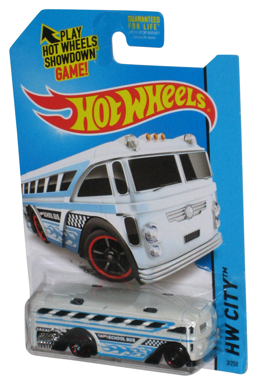 Hot Wheels HW City (2013) White Surfin' School Bus Toy 3/250