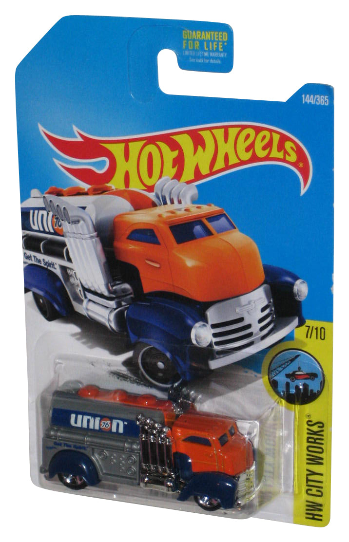 Hot Wheels HW City Works 7/10 (2015) Blue & Orange Fast Gassin Toy Truck 144/365