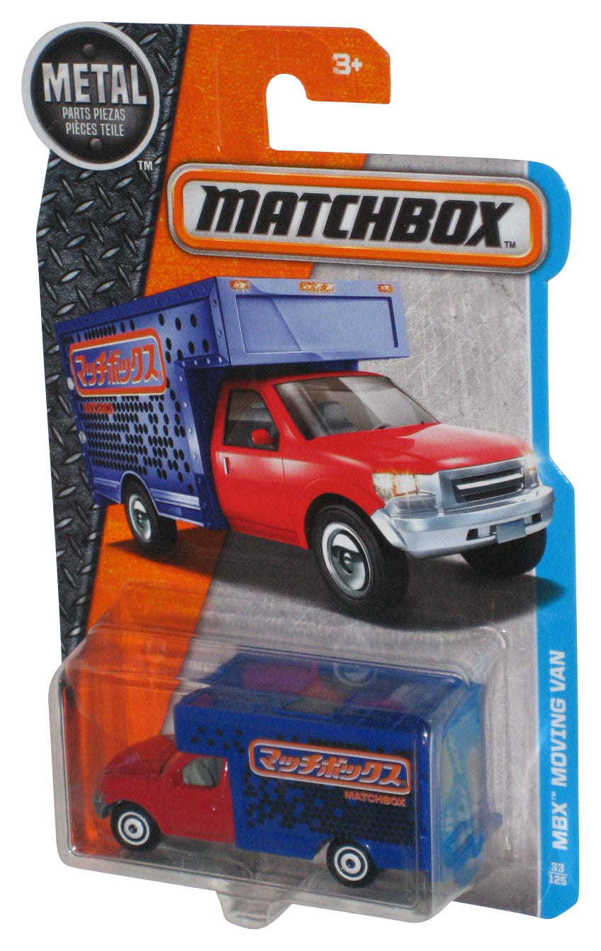 Matchbox MBX Moving Van (2016) Blue & Red Toy Vehicle 33/125 - (Cracked Plastic)