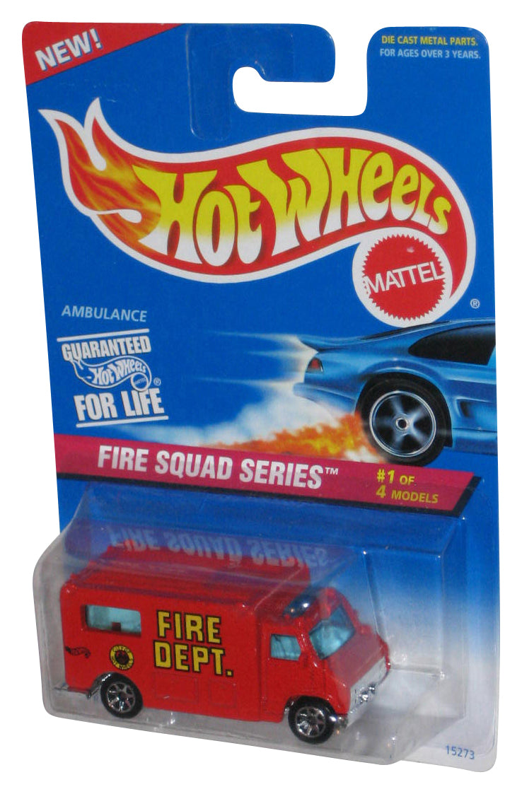 Hot Wheels Fire Squad Series 1/4 (1995) Red Ambulance Dept. Toy Truck #424