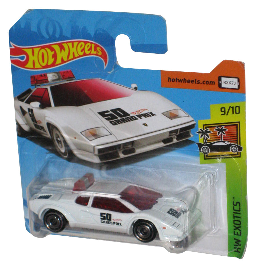 Hot Wheels HW Exotics (2017) White Lamborghini Countach Pace Car Toy 9/10 - (Short Card)