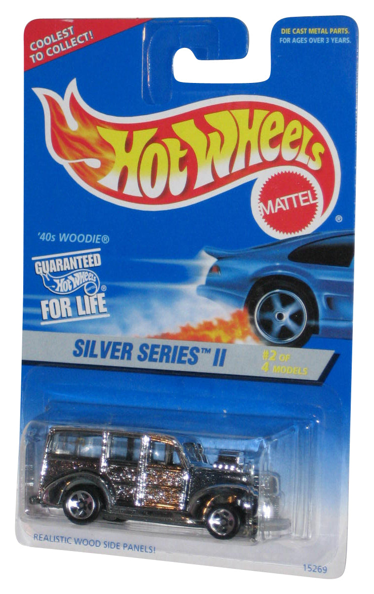 Hot Wheels Silver Series II 2/4 (1995) Silver '40s Woodie Toy Car #421