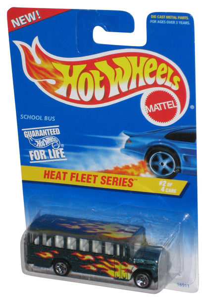 Hot Wheels Heat Fleet Series 2/4 (1996) Green School Bus Toy #538