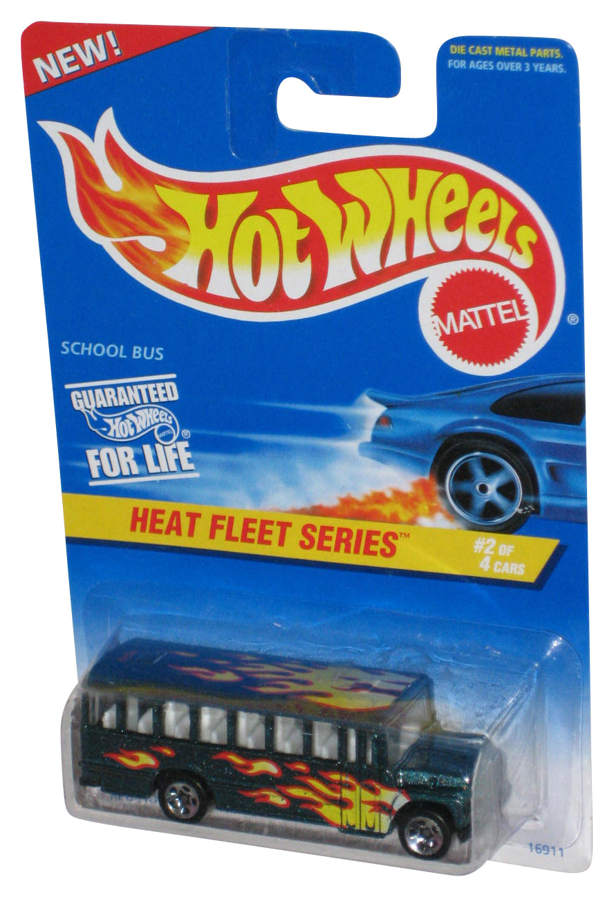 Hot Wheels Heat Fleet Series 2/4 (1996) Green School Bus Toy #538