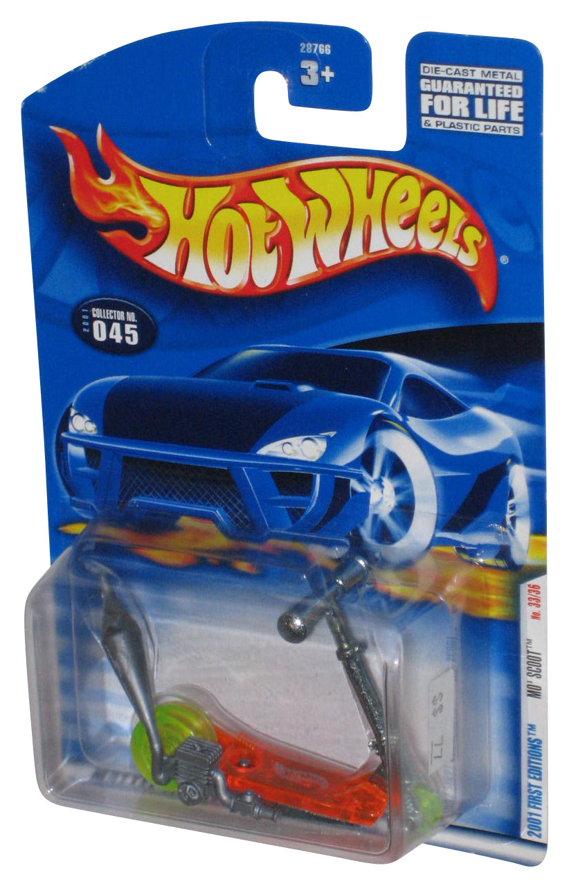 Hot Wheels 2001 First Editions Mo' Scoot Green & Orange Toy Bike #045