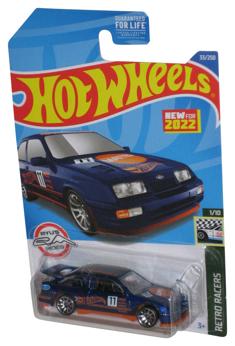 Hot Wheels '87 Ford Sierra Cosworth (2022) Retro Racers 1/10 Blue Toy Car 33/250