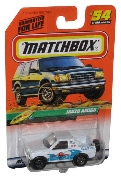 Matchbox Beach (1998) White Surf Shop Isuzu Amigo White Toy Truck #54/100