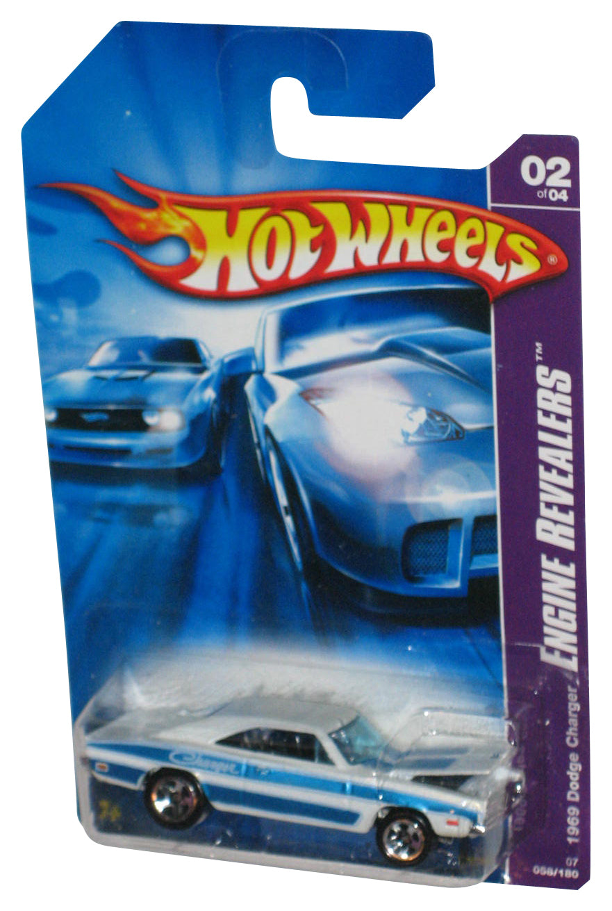 Hot Wheels Engine Revealers 02/04 (2008) White & Blue 1969 Dodge Charger Car 058/180