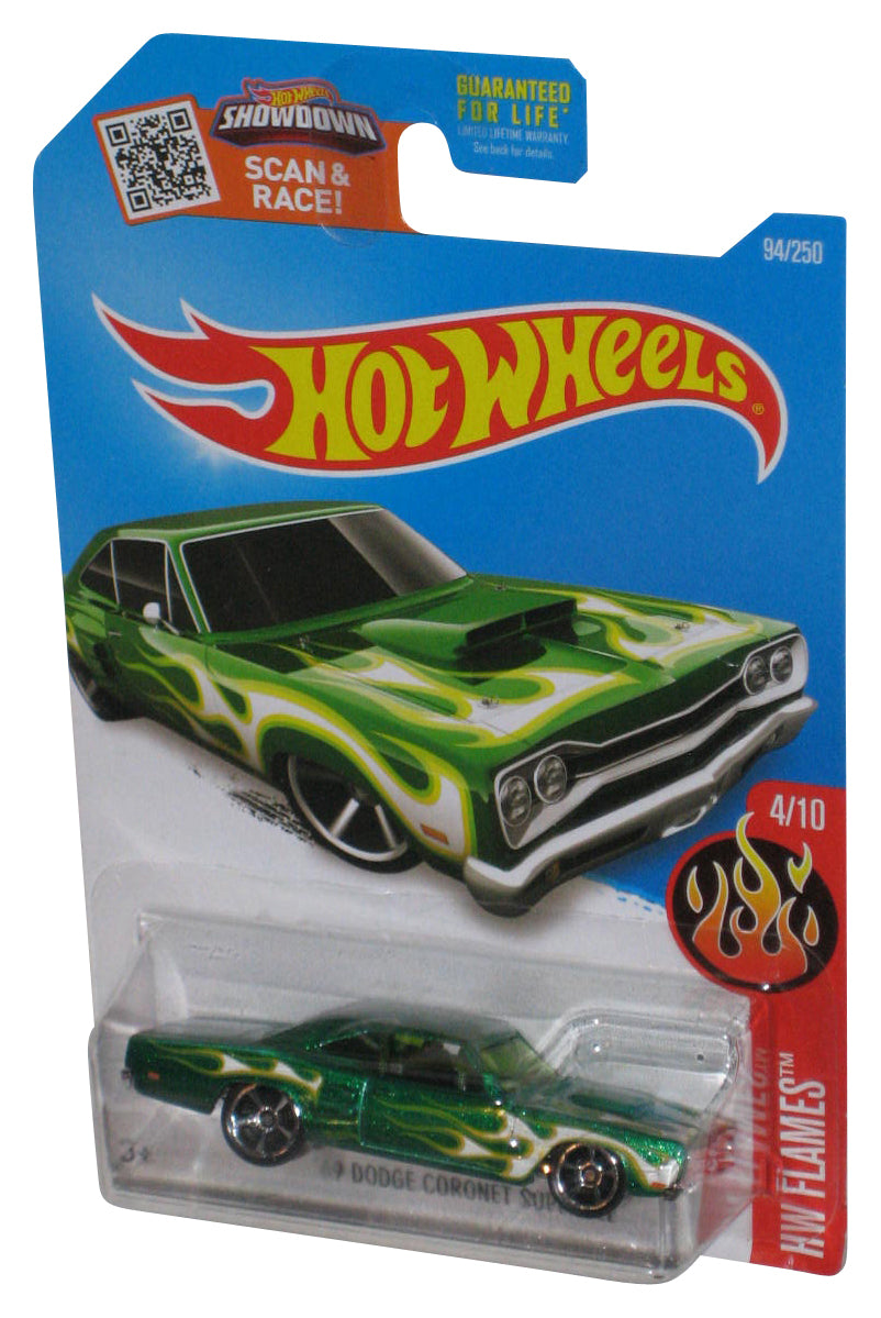 Hot Wheels HW Flames 4/10 (2015) Green '69 Dodge Coronet Superbee Car 94/250