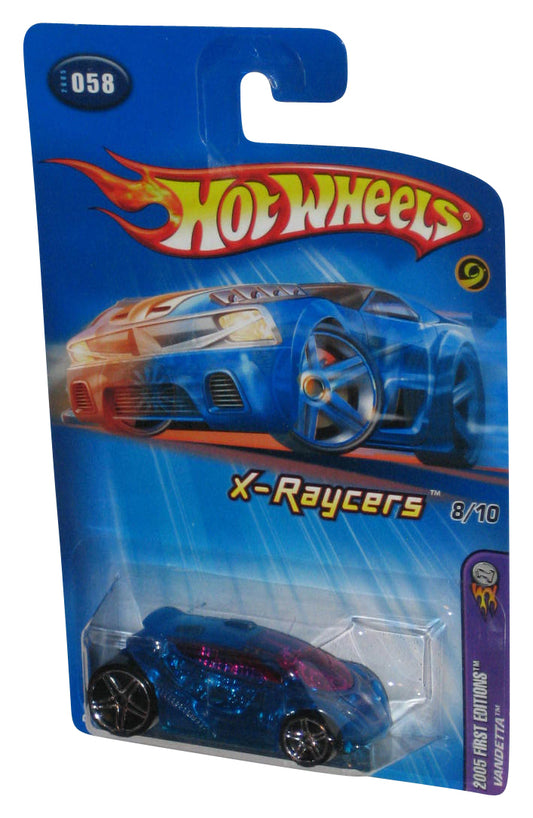 Hot Wheels 2005 First Editions X-Raycers 8/10 Blue Vandetta Toy Car #058