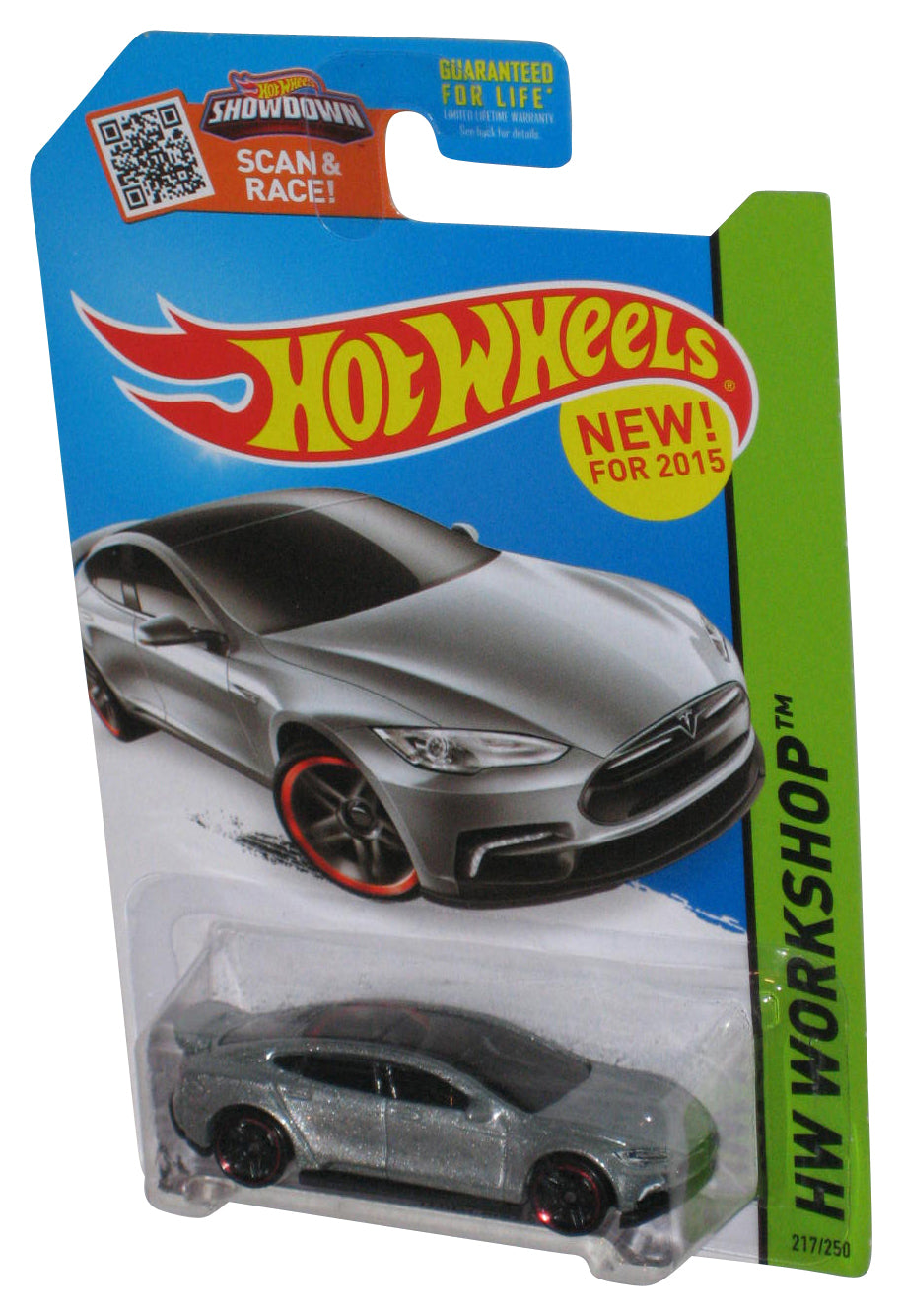 Hot Wheels HW Workshop (2015) Silver Tesla Model S Toy Car 217/250