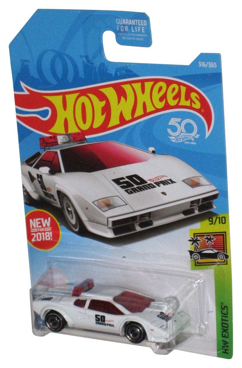 Hot Wheels HW Exotics 9/10 (2018) White Lamborghini Countach Pace Car 316/365