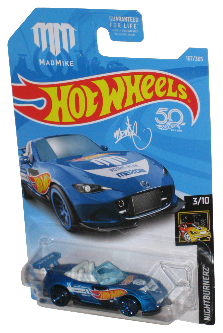 Hot Wheels Nightburnerz 3/10 (2017) Blue '15 Mazda MX-5 Miata Car 167/365