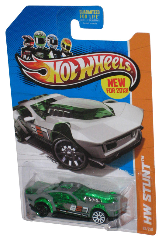 Hot Wheels HW Stunt (2013) Silver & Green Drift Rod Toy Car 85/250