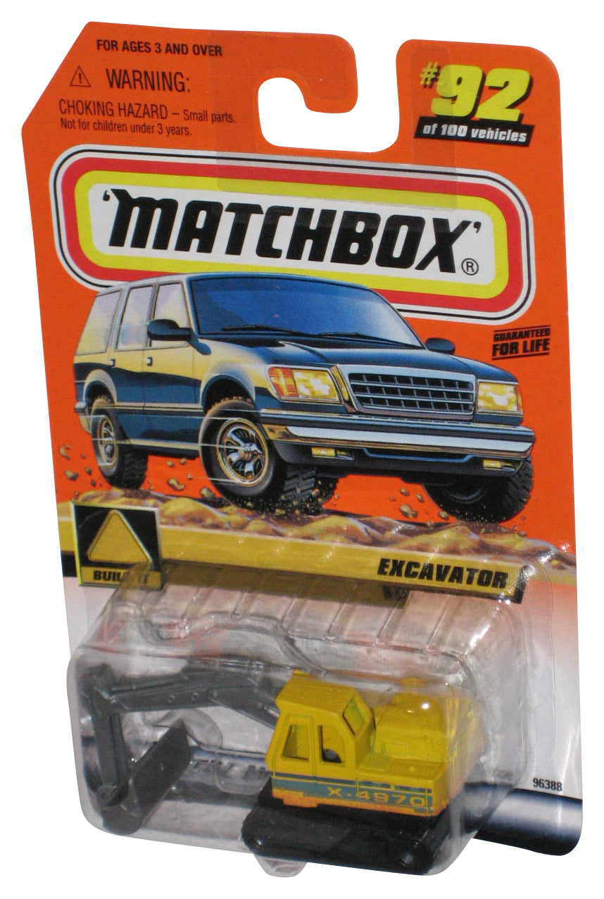 Matchbox Build It! (1999) Yellow Construction Excavator Toy Vehicle #92/100