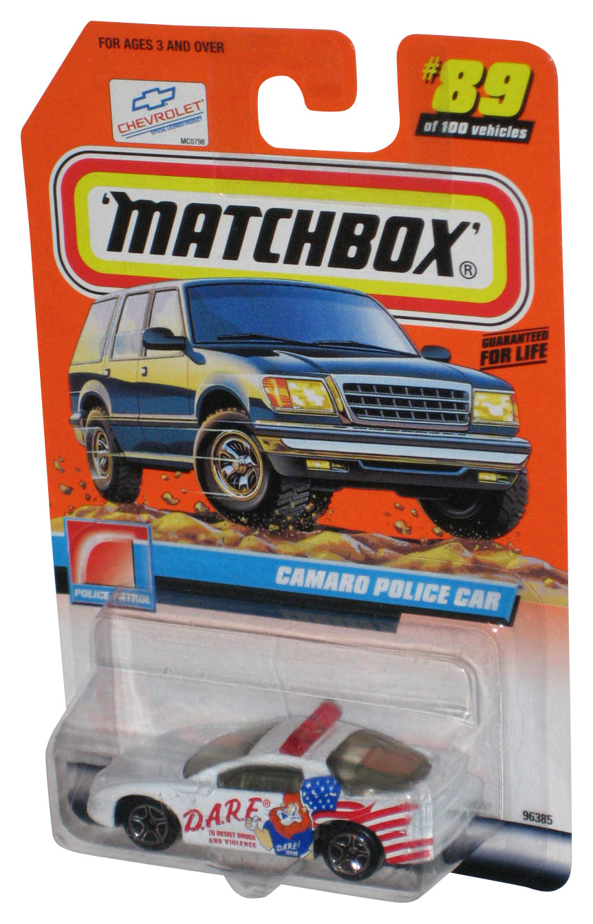 Matchbox Police Patrol (1999) White Camaro Police Car Toy DARE Vehicle #89/100