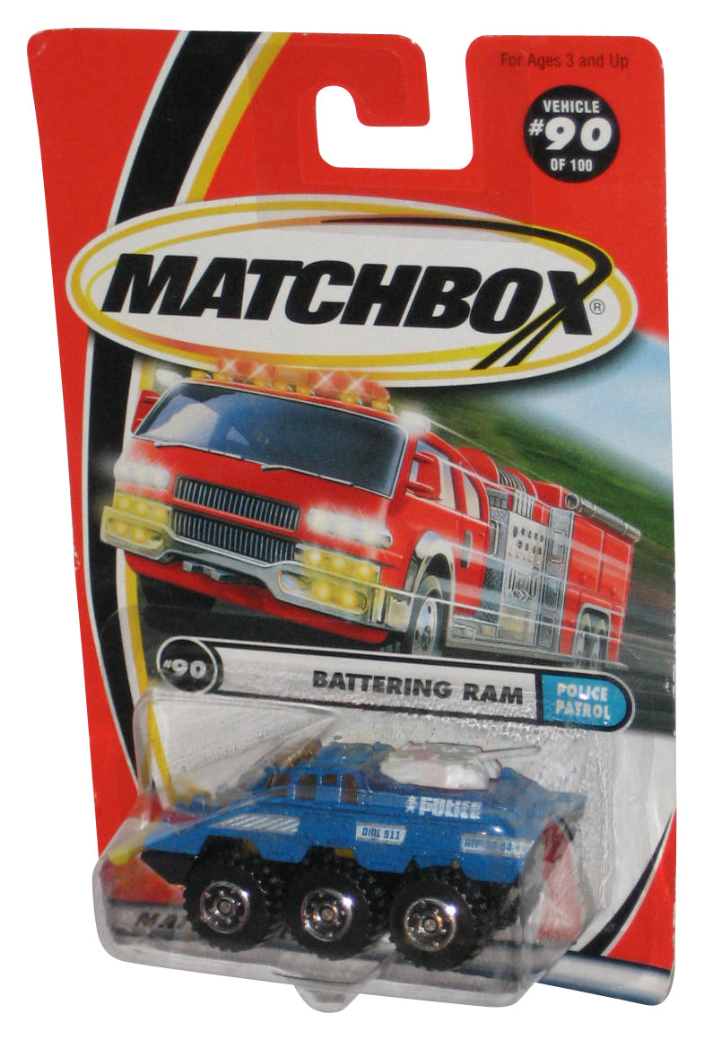 Matchbox Police Patrol (2000) Blue Battering Ram Toy Vehicle #90/100