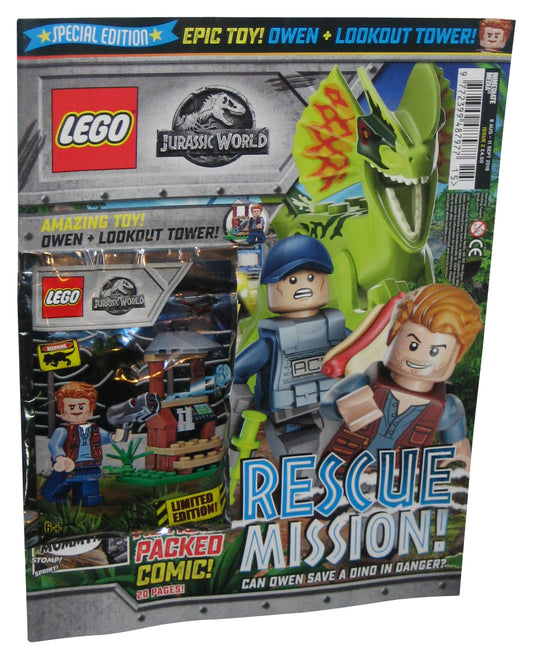 Jurassic Park World LEGO Rescue Mission Magazine Book Issue 2 w/ Owen & Lookout Tower Toy MiniFigure Pack