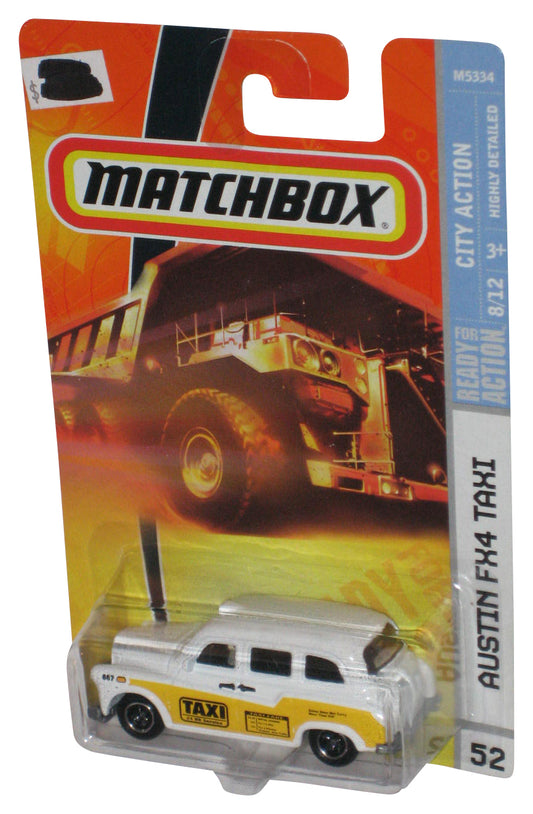 Matchbox City Action (2007) Austin FX4 Taxi White & Yellow Toy Car #52