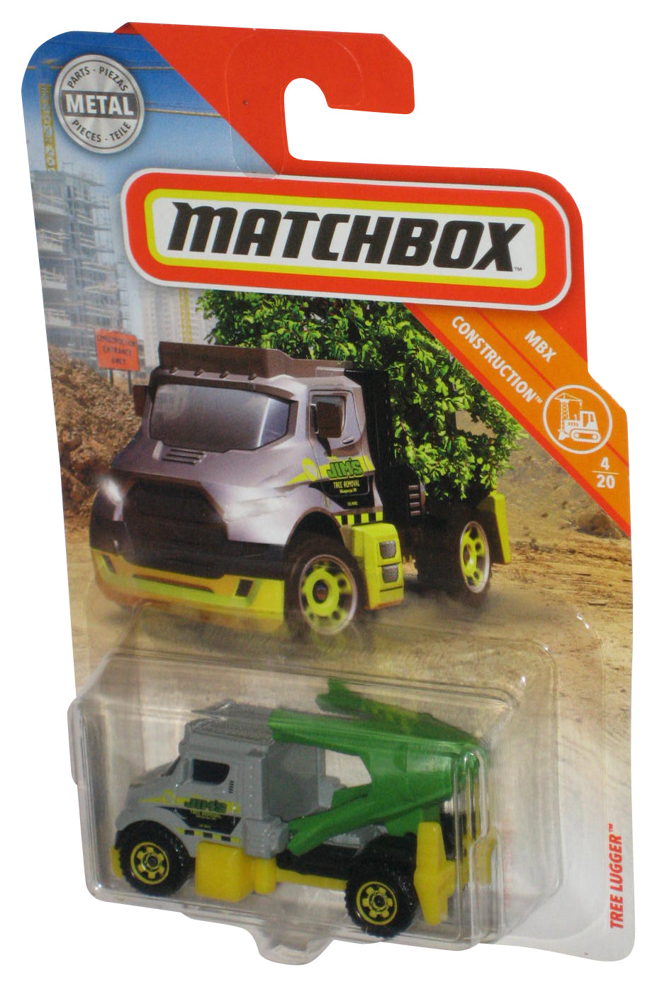 Matchbox MBX Construction 4/20 (2018) Grey & Green Tree Lugger Metal Toy Truck 35/125
