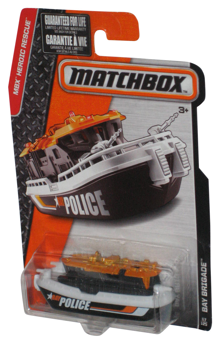 Matchbox MBX Heroic Rescue (2015) Black & White Police Bay Brigade Toy Boat 67/125 - (Cracked Plastic)
