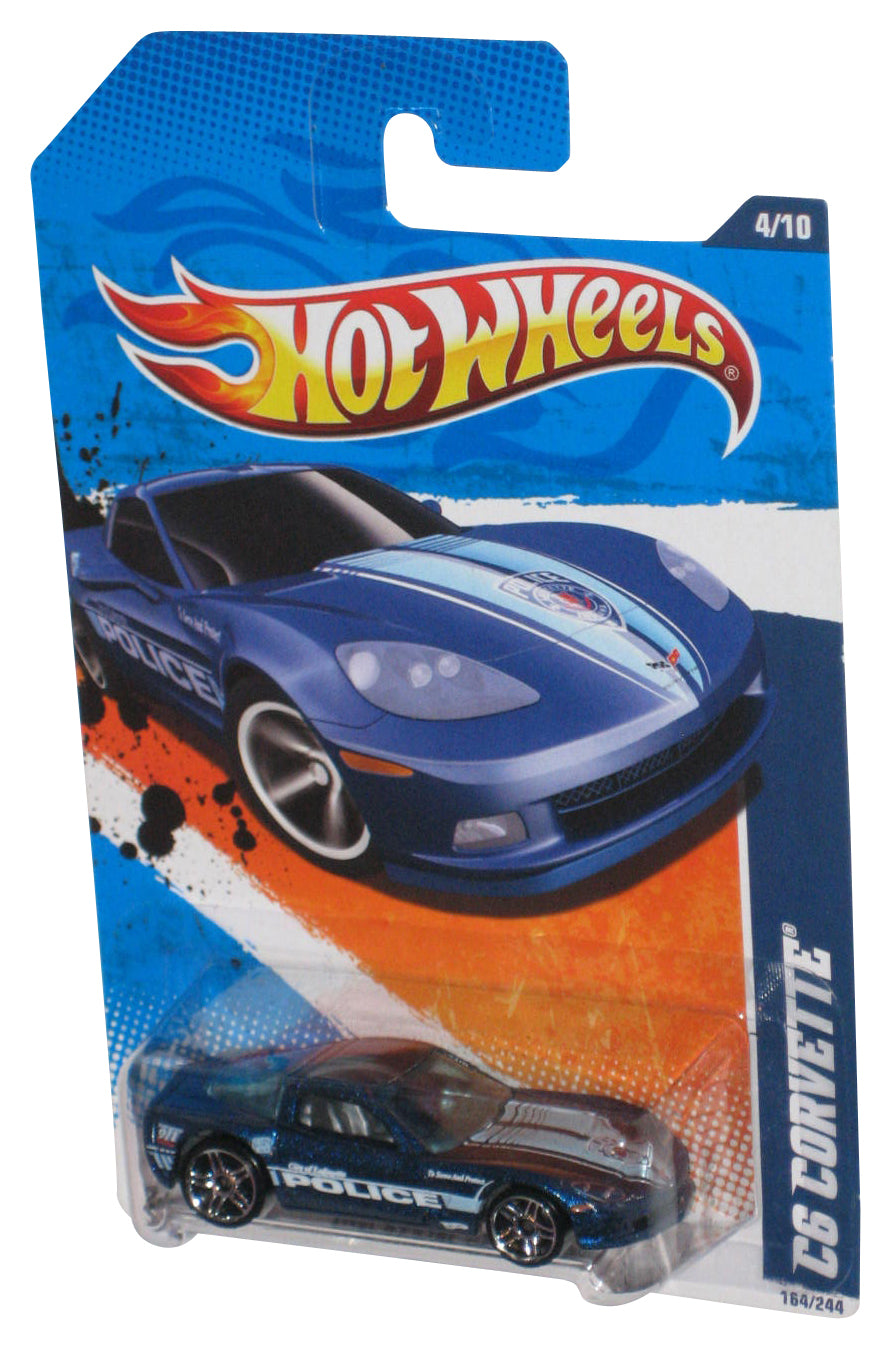 Hot Wheels HW Main Street '11 (2010) Blue Police C6 Corvette Toy Car 164/244