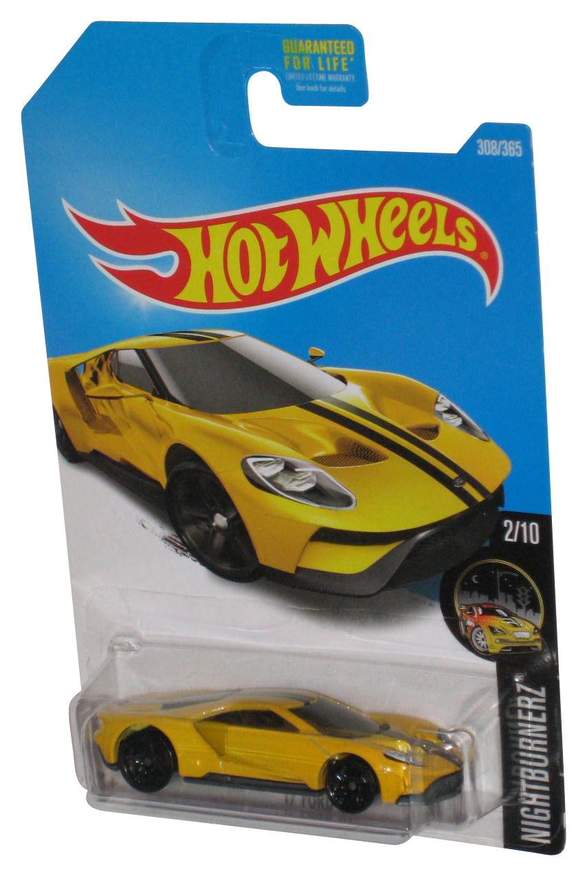 Hot Wheels Nightburnerz 2/10 (2015) Yellow '17 Ford GT Toy Car 308/365