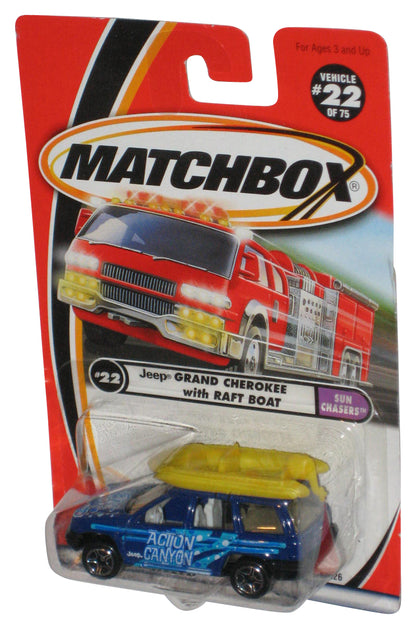 Matchbox Sun Chasers (2000) Blue Jeep Grand Cherokee With Raft Boat Toy #22/75