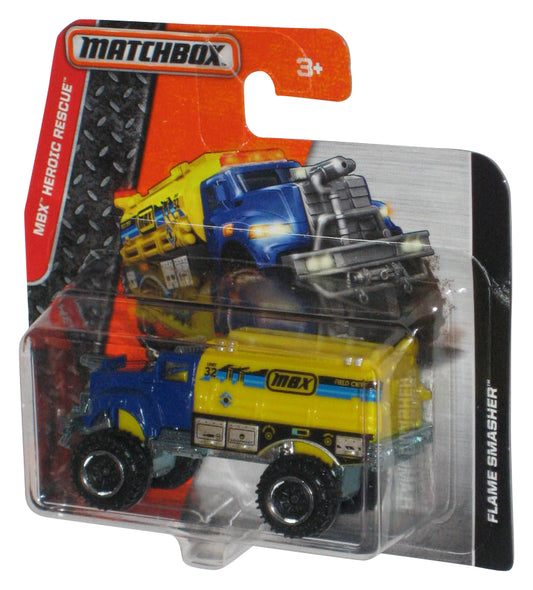 Matchbox MBX Heroic Rescue (2015) Blue & Yellow Flame Smasher Toy Vehicle - (Short Card)