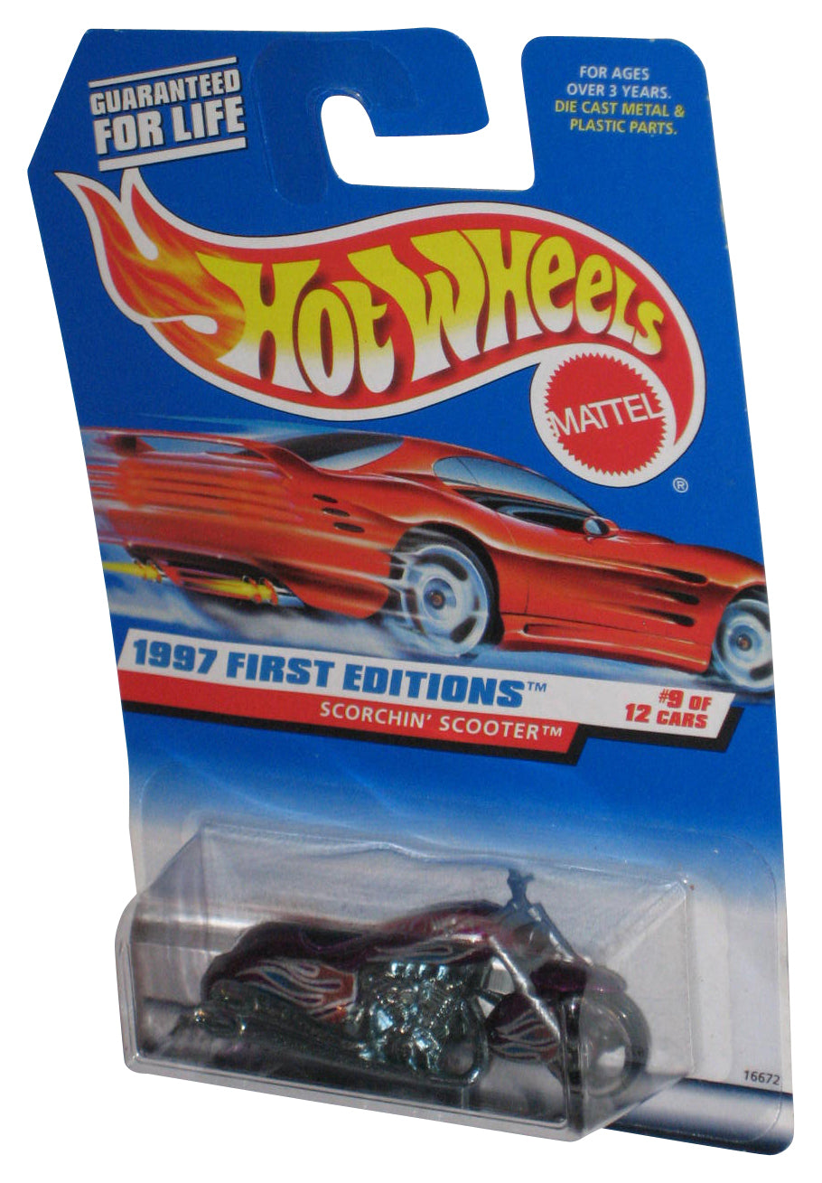 Hot Wheels 1997 First Editions 9/12 (1997) Purple Scorchin' Scooter Toy Bike #519
