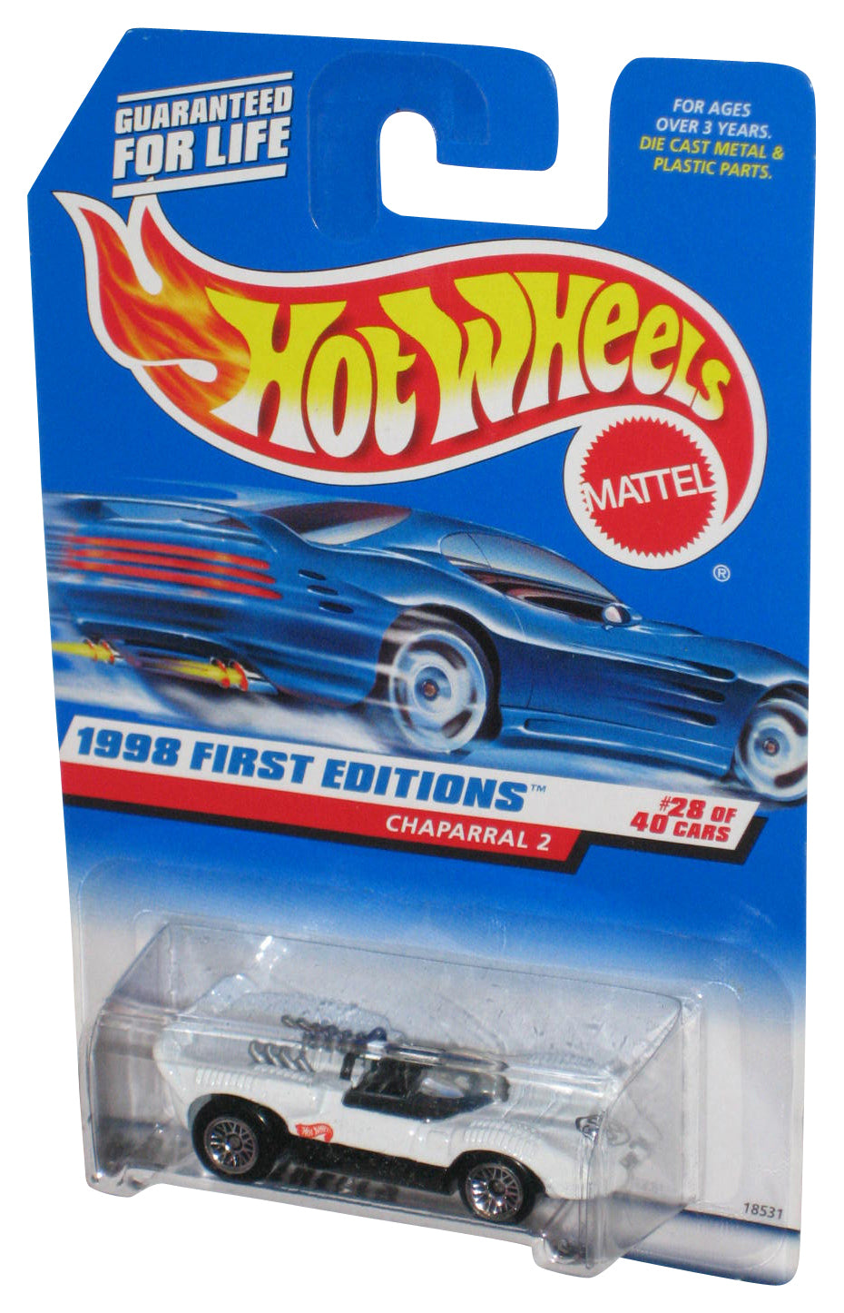 Hot Wheels 1998 First Editions 28/40 Chaparral 2 (1997) White Toy Car #669