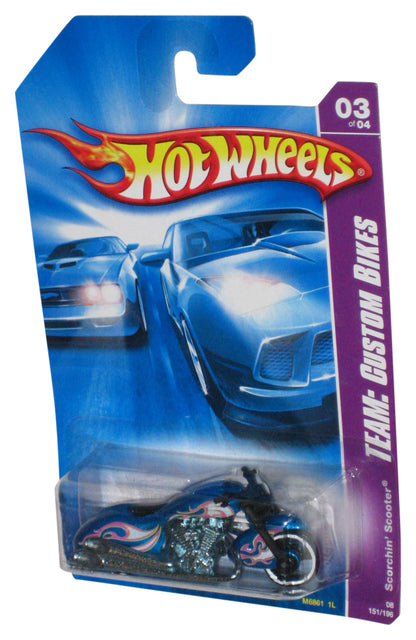 Hot Wheels Team Custom Bikes (2007) Teal Blue Scorchin' Scooter Toy Bike 151/196