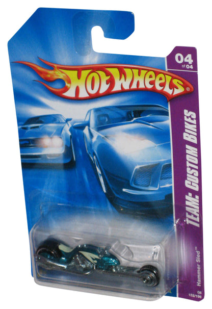 Hot Wheels Team Custom Bikes (2007) Teal Blue Hammer Sled Toy Bike 152/196