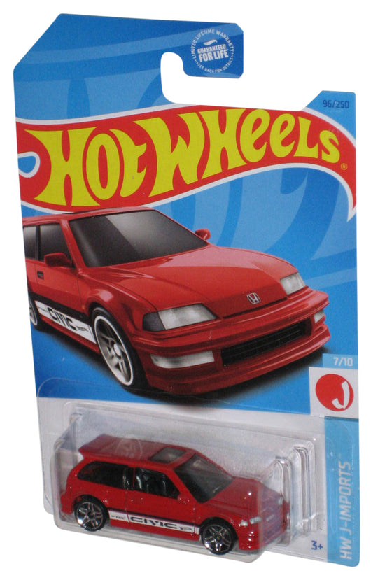 Hot Wheels HW J-Imports 7/10 (2021) Red '90 Honda Civic EF Toy Car 96/250