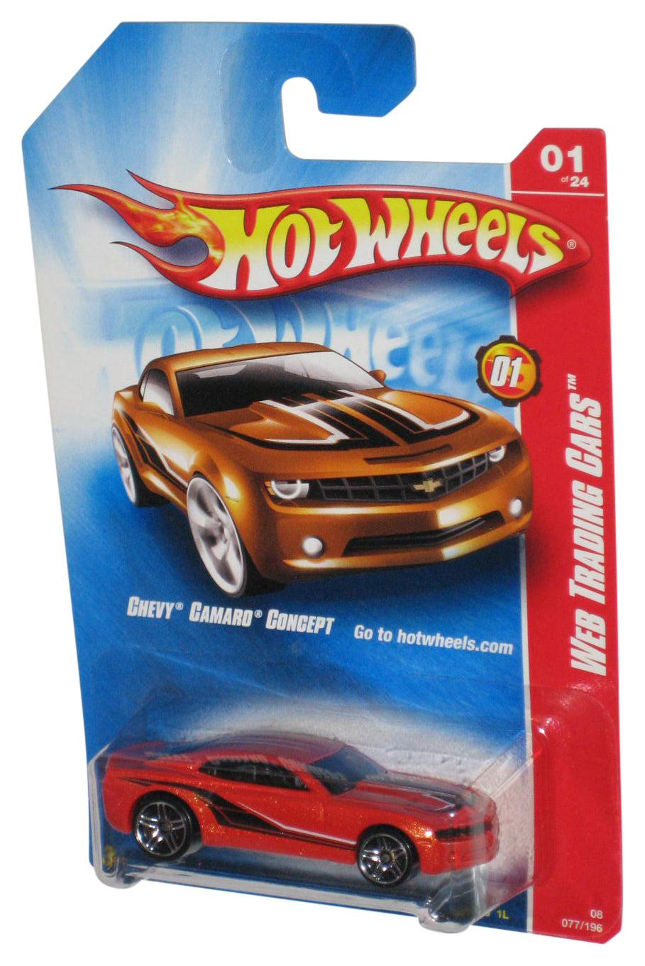 Hot Wheels Web Trading Cars 1/24 (2007) Orange Chevy Camaro Concept Toy Car 77/196